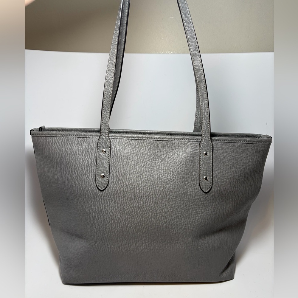 Coach City Zip Tote Grey Crossgrain Leather #58846 Work Bag - Picture 2 of 11
